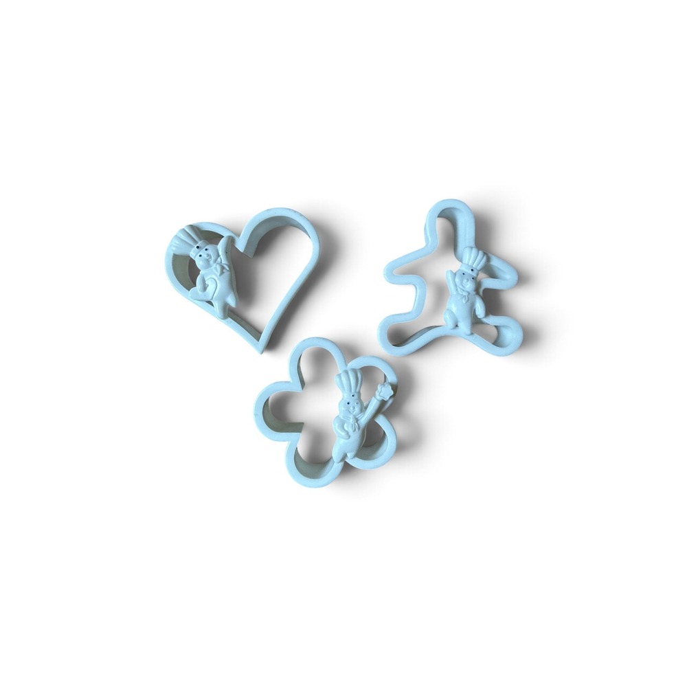Vintage Pillsbury Doughboy Cookie Cutter Set Light Blue Heart Flower Gingerbread